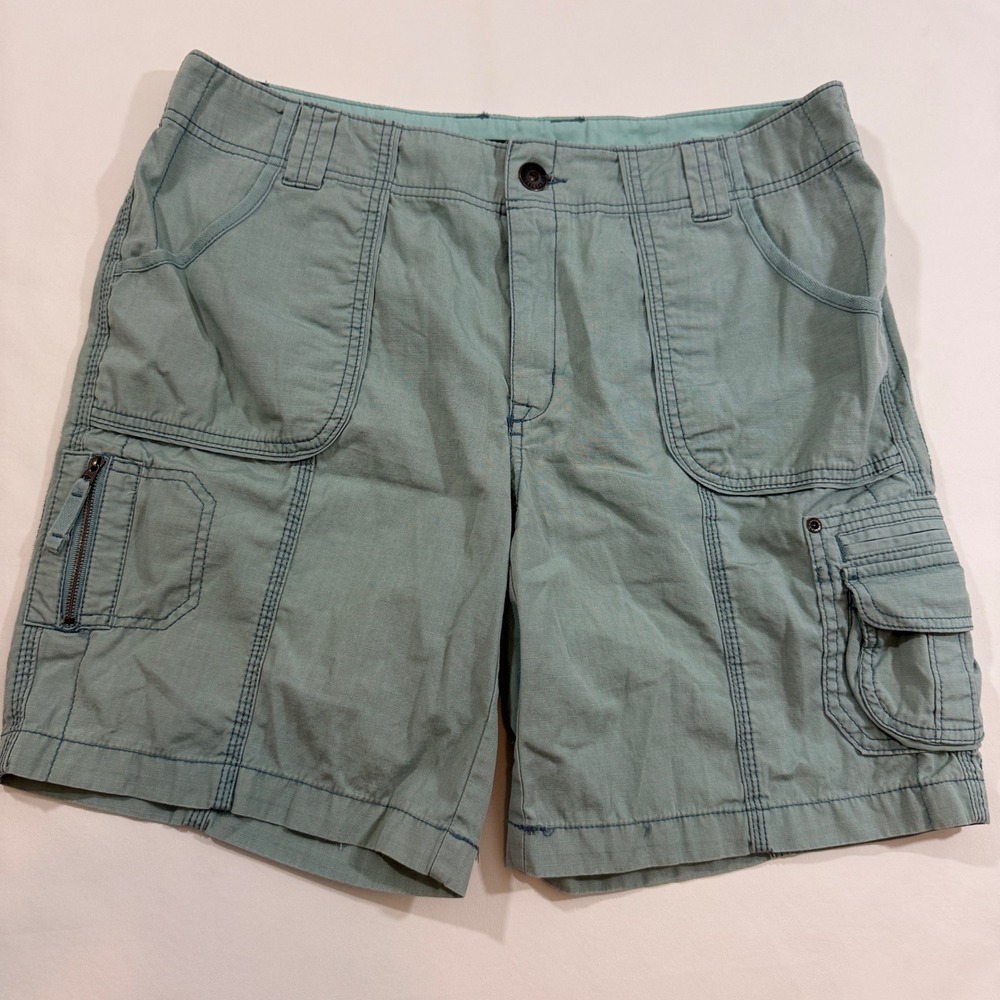 Eddie Bauer Cargo Shorts Women 14 Green Ripstop Cotton Utility 2011
